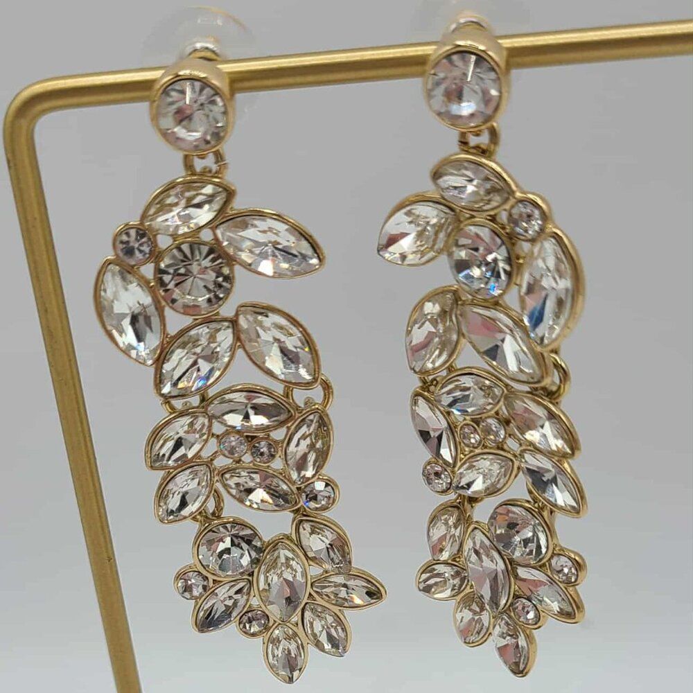 J Crew Long Clear Crystal Drop Earrings NWOT!